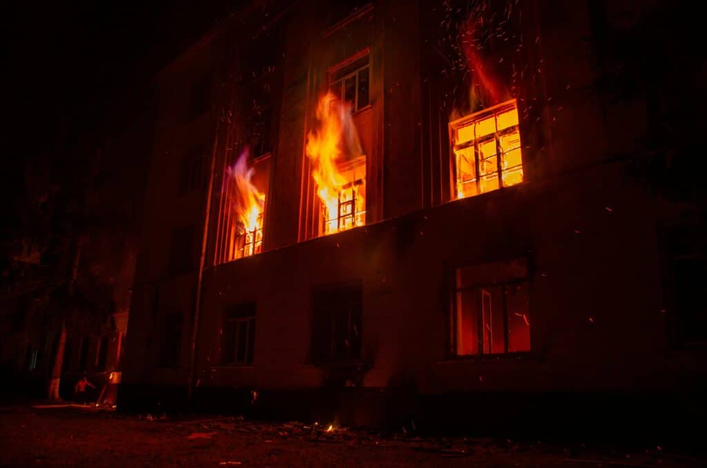 fire destroyed one building